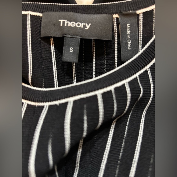 Theory Womens Black And White Striped Stretch Mini Dress Size Small $395 M426 - Picture 4 of 4